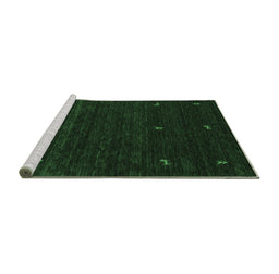Sideview of Machine Washable Abstract Emerald Green Contemporary Area Rugs, wshcon948emgrn
