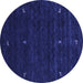 Round Abstract Blue Contemporary Rug, con948blu