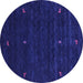 Round Machine Washable Abstract Purple Contemporary Area Rugs, wshcon948pur