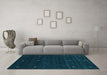 Machine Washable Abstract Turquoise Contemporary Area Rugs in a Living Room,, wshcon948turq