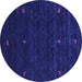 Round Abstract Purple Contemporary Rug, con948pur