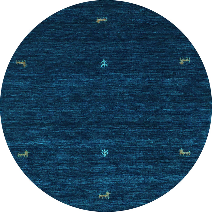 Round Abstract Light Blue Contemporary Rug, con948lblu