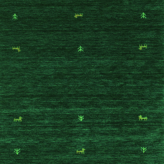 Round Machine Washable Abstract Green Contemporary Area Rugs, wshcon948grn