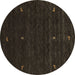 Round Abstract Brown Contemporary Rug, con948brn