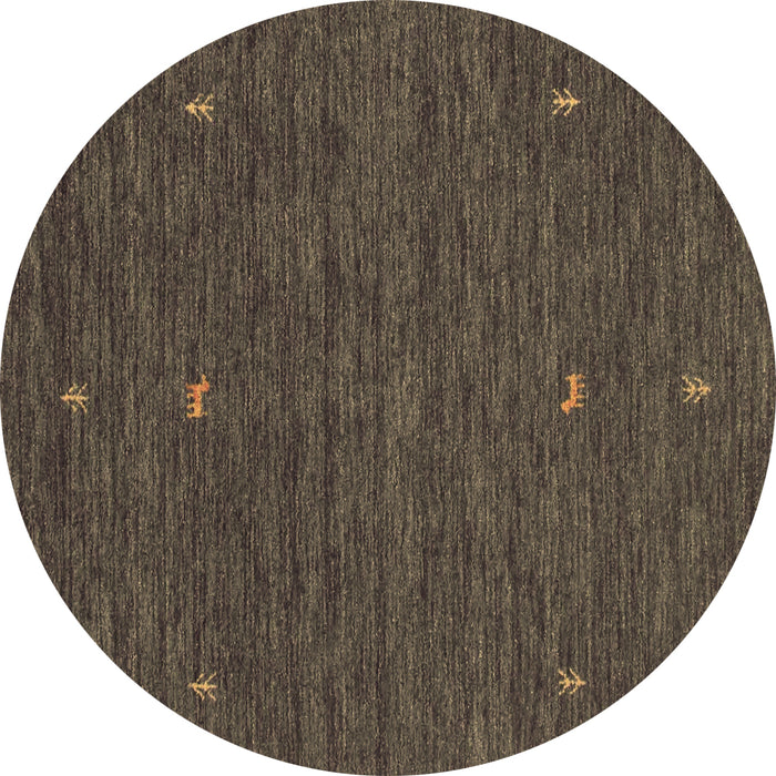 Round Abstract Brown Contemporary Rug, con949brn