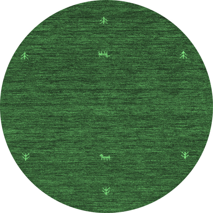 Round Abstract Emerald Green Contemporary Rug, con949emgrn