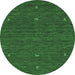 Round Machine Washable Abstract Emerald Green Contemporary Area Rugs, wshcon949emgrn