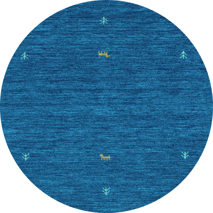 Round Abstract Light Blue Contemporary Rug, con949lblu
