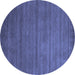 Round Abstract Blue Contemporary Rug, con94blu