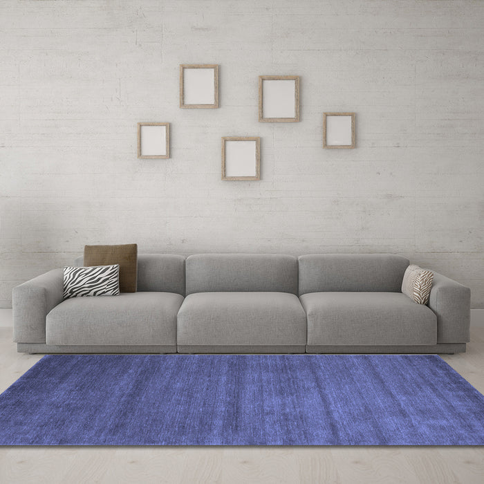 Machine Washable Abstract Blue Contemporary Rug in a Living Room, wshcon94blu