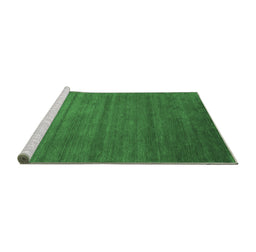 Sideview of Machine Washable Abstract Emerald Green Contemporary Area Rugs, wshcon94emgrn