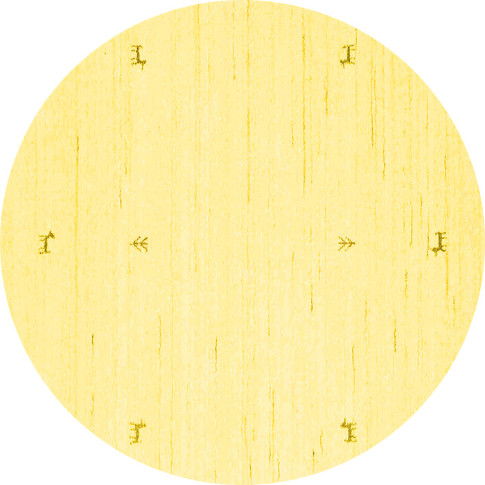 Round Solid Yellow Modern Rug, con950yw