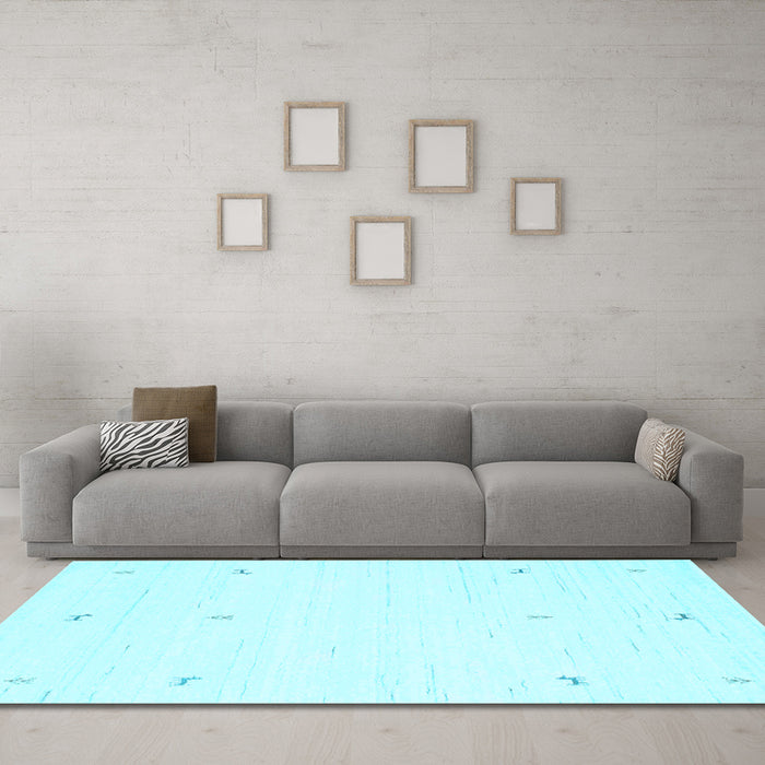 Machine Washable Solid Light Blue Modern Rug in a Living Room, wshcon950lblu