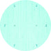 Round Machine Washable Solid Turquoise Modern Area Rugs, wshcon950turq