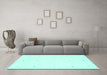 Machine Washable Solid Turquoise Modern Area Rugs in a Living Room,, wshcon950turq