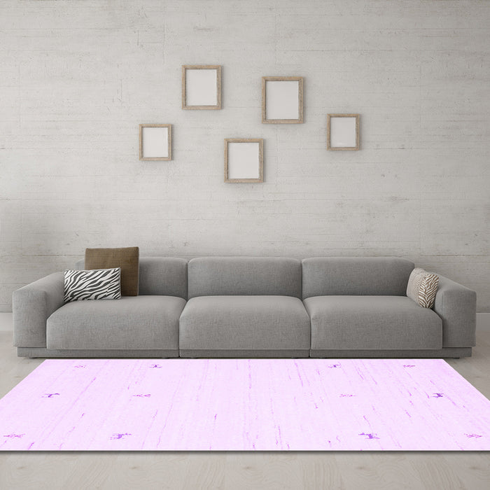 Machine Washable Solid Purple Modern Area Rugs in a Living Room, wshcon950pur