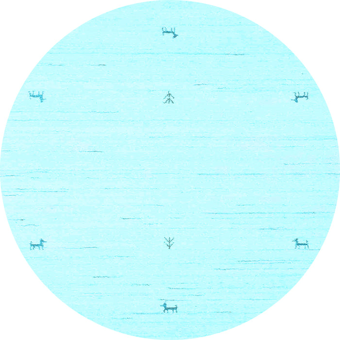 Round Solid Light Blue Modern Rug, con950lblu