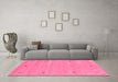 Machine Washable Abstract Pink Contemporary Rug in a Living Room, wshcon951pnk