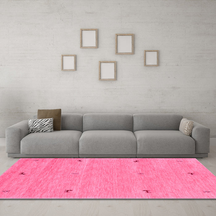Machine Washable Abstract Pink Contemporary Rug in a Living Room, wshcon951pnk