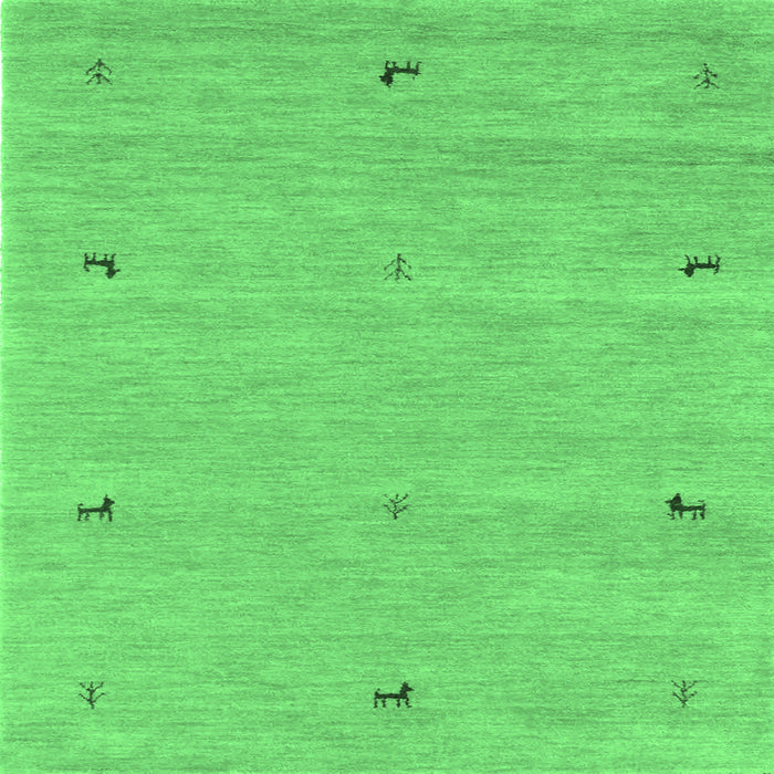 Square Machine Washable Abstract Emerald Green Contemporary Area Rugs, wshcon951emgrn