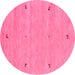 Round Machine Washable Abstract Pink Contemporary Rug, wshcon951pnk