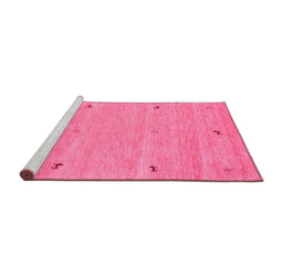 Sideview of Machine Washable Abstract Pink Contemporary Rug, wshcon951pnk