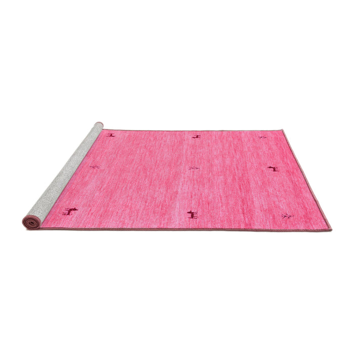 Sideview of Machine Washable Abstract Pink Contemporary Rug, wshcon951pnk