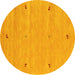 Round Abstract Yellow Contemporary Rug, con951yw