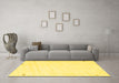 Machine Washable Solid Yellow Modern Rug in a Living Room, wshcon952yw