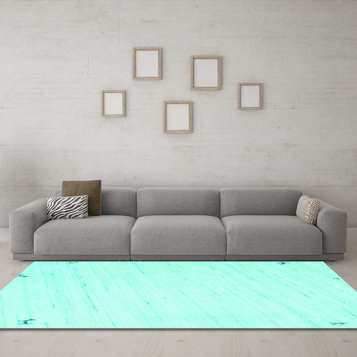Machine Washable Solid Turquoise Modern Area Rugs in a Living Room,, wshcon952turq