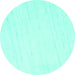 Round Machine Washable Solid Turquoise Modern Area Rugs, wshcon952turq