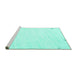 Sideview of Machine Washable Solid Turquoise Modern Area Rugs, wshcon952turq