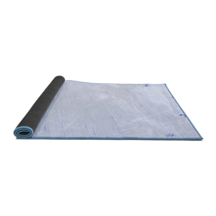Sideview of Solid Blue Modern Rug, con952blu