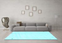 Machine Washable Solid Light Blue Modern Rug, wshcon952lblu