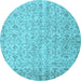Round Machine Washable Abstract Light Blue Contemporary Rug, wshcon953lblu