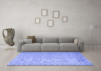 Machine Washable Abstract Blue Contemporary Rug, wshcon953blu