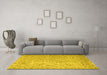 Machine Washable Abstract Yellow Contemporary Rug in a Living Room, wshcon953yw