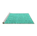 Sideview of Machine Washable Abstract Turquoise Contemporary Area Rugs, wshcon953turq
