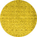 Round Abstract Yellow Contemporary Rug, con953yw