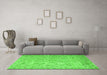 Machine Washable Abstract Green Contemporary Area Rugs in a Living Room,, wshcon953grn