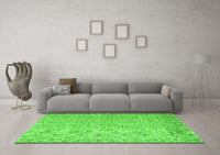 Machine Washable Abstract Green Contemporary Rug, wshcon953grn