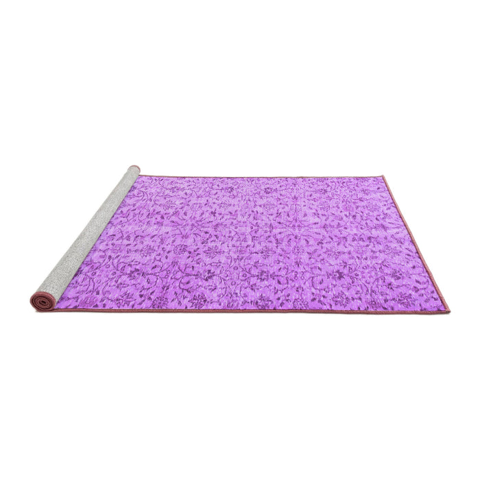 Sideview of Machine Washable Abstract Purple Contemporary Area Rugs, wshcon953pur