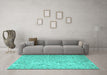 Machine Washable Abstract Turquoise Contemporary Area Rugs in a Living Room,, wshcon953turq