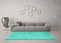 Machine Washable Abstract Turquoise Contemporary Rug, wshcon953turq