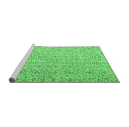 Sideview of Machine Washable Abstract Emerald Green Contemporary Area Rugs, wshcon953emgrn