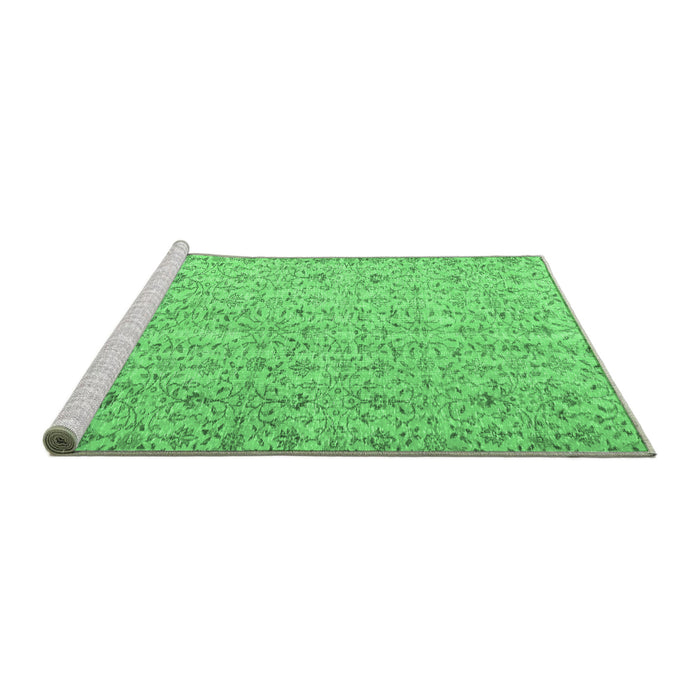 Sideview of Machine Washable Abstract Emerald Green Contemporary Area Rugs, wshcon953emgrn