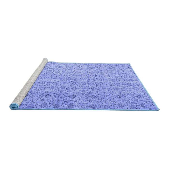Sideview of Machine Washable Abstract Blue Contemporary Rug, wshcon953blu