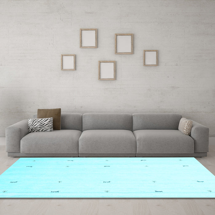 Machine Washable Solid Light Blue Modern Rug in a Living Room, wshcon954lblu