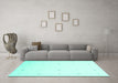 Machine Washable Solid Turquoise Modern Area Rugs in a Living Room,, wshcon954turq
