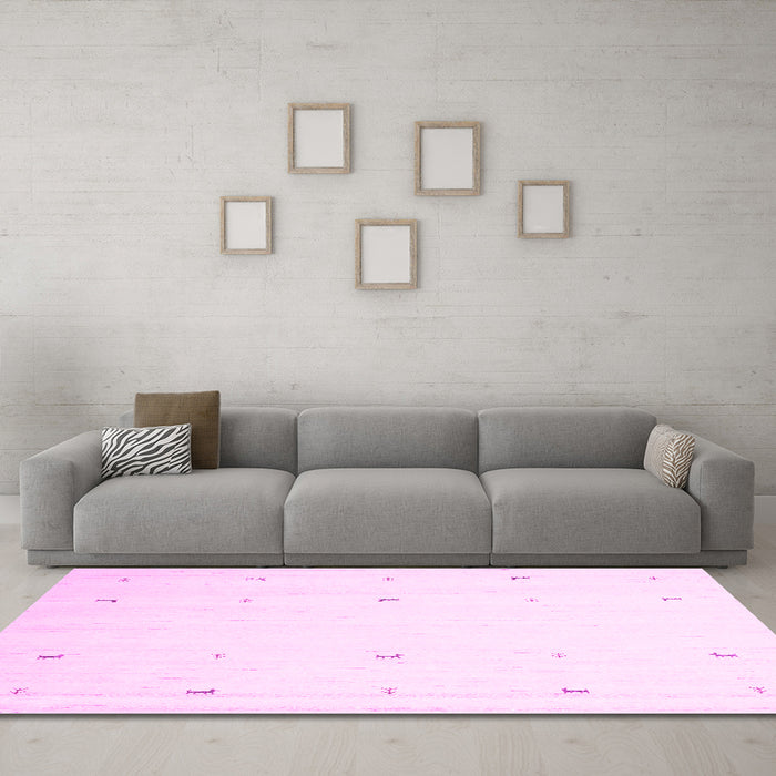 Machine Washable Solid Pink Modern Rug in a Living Room, wshcon954pnk